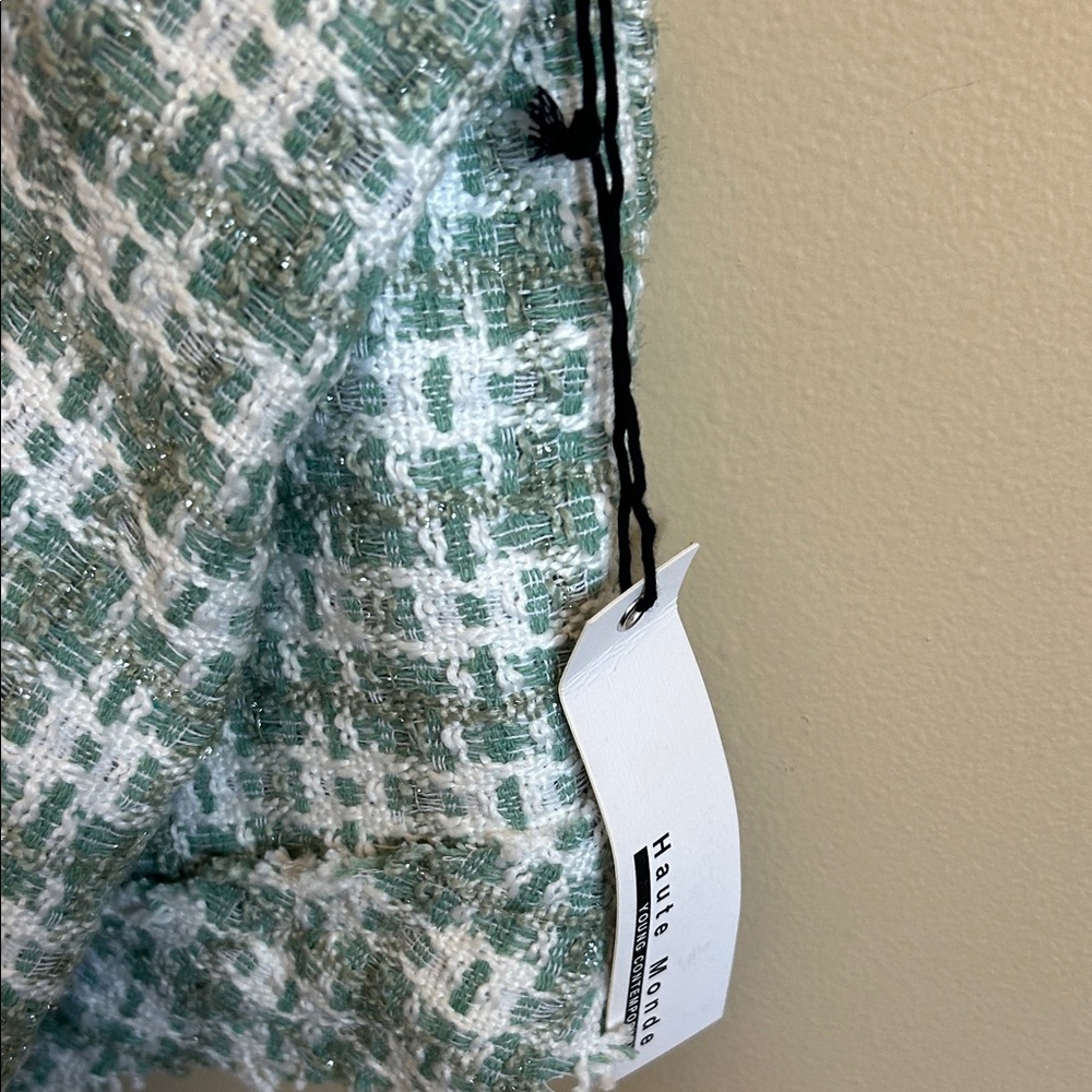 Haute Monde Mint Green Tweed Cropped Blazer NWT - Picture 4 of 6